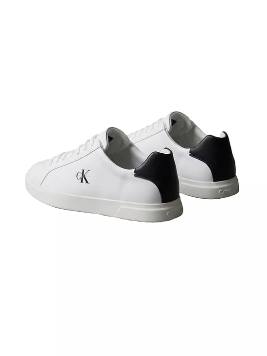 Calvin Klein Calvin Klein Erkek CK Logo Kabartmalı Düşük Bilekli Deri Beyaz-Siyah Sneaker HM0HM02123-01W
