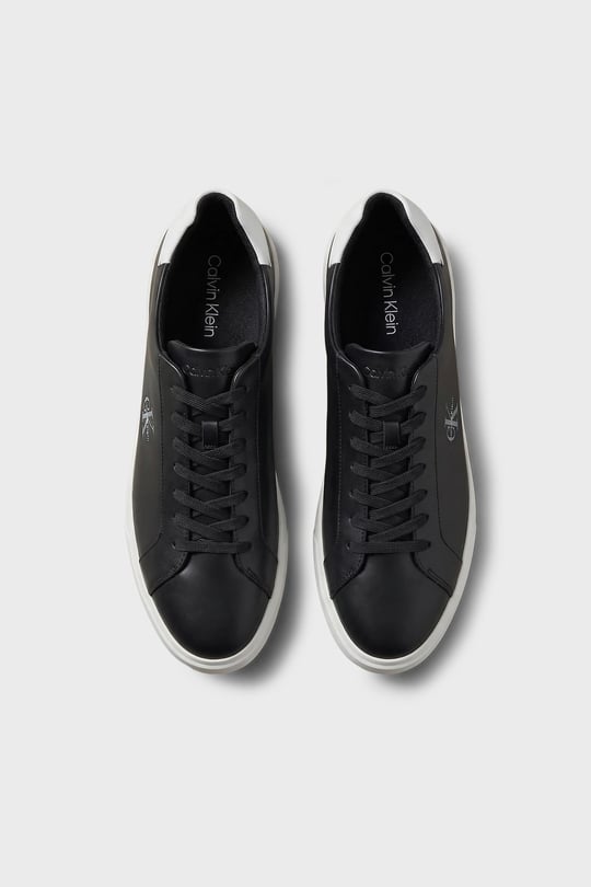 Calvin Klein Calvin Klein Erkek CK Logo Kabartmalı Düşük Bilekli Deri Siyah Sneaker HM0HM02123-0GM
