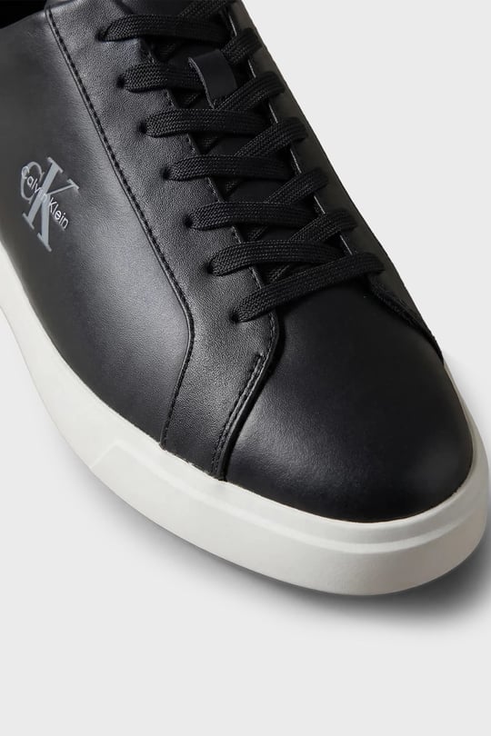 Calvin Klein Calvin Klein Erkek CK Logo Kabartmalı Düşük Bilekli Deri Siyah Sneaker HM0HM02123-0GM