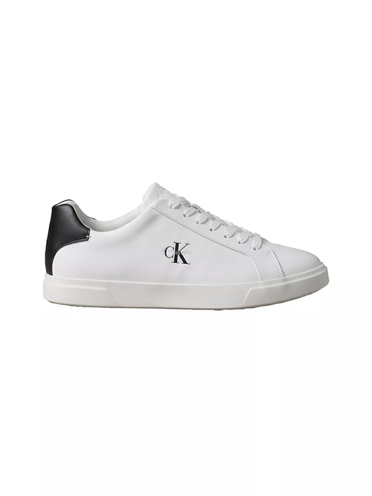 Calvin Klein Calvin Klein Erkek CK Logo Kabartmalı Düşük Bilekli Deri Beyaz-Siyah Sneaker HM0HM02123-01W