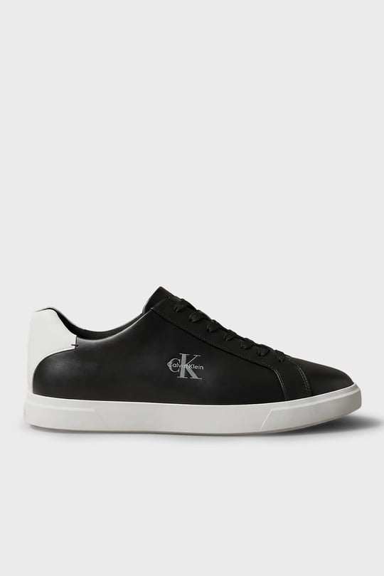 Calvin Klein Calvin Klein Erkek CK Logo Kabartmalı Düşük Bilekli Deri Siyah Sneaker HM0HM02123-0GM
