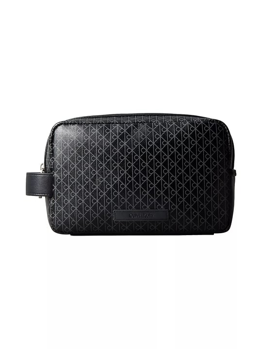 Calvin Klein Calvin Klein Erkek CK Monogram Logo Desenli Fermuarlı Siyah Çanta LV04D1082G-UB1