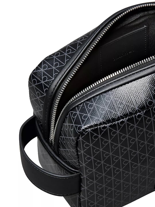 Calvin Klein Calvin Klein Erkek CK Monogram Logo Desenli Fermuarlı Siyah Çanta LV04D1082G-UB1