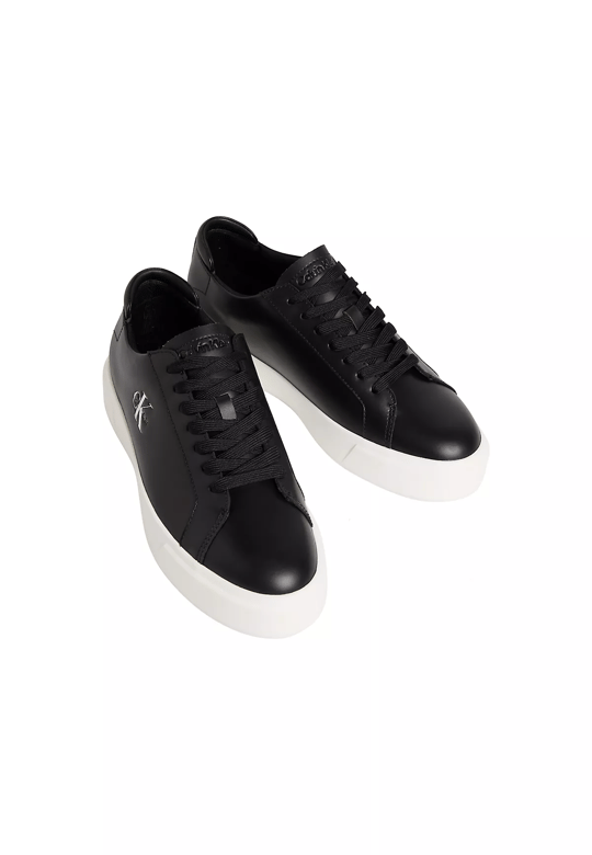 Calvin Klein Calvin Klein Erkek Deri Bağlamalı Rahat Taban CK Yazı Detay Siyah Sneaker YM0YM01460-BEH