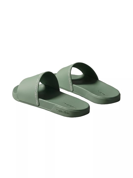 Calvin Klein Calvin Klein Erkek Deri Rahat Taban Günlük Kullanım Yeşil Terlik HM0HM02108-LKG