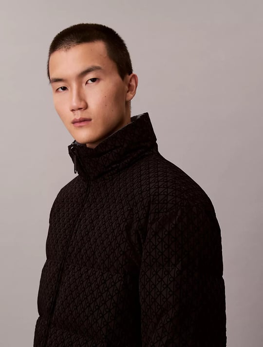Calvin Klein Calvin Klein Erkek Dik Yakalı CK Logo Baskılı Şişme Siyah Ceket LV04RE500G-UB1