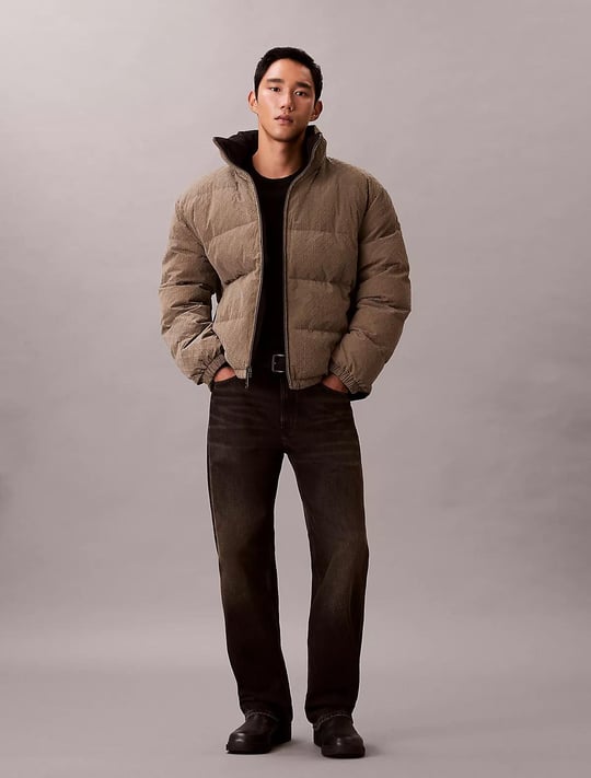Calvin Klein Calvin Klein Erkek Dik Yakalı CK Logo Baskılı Şişme Haki Mont LV04RE500G-PAY