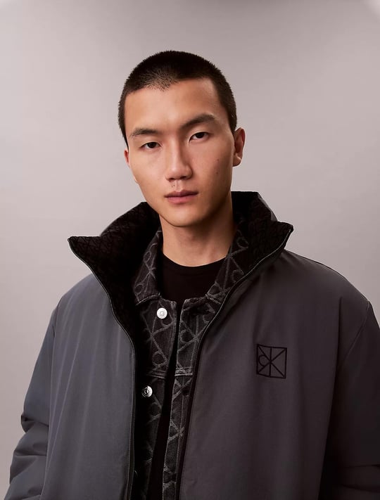 Calvin Klein Calvin Klein Erkek Dik Yakalı CK Logo Baskılı Şişme Siyah Ceket LV04RE500G-UB1