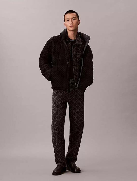 Calvin Klein Calvin Klein Erkek Dik Yakalı CK Logo Baskılı Şişme Siyah Ceket LV04RE500G-UB1