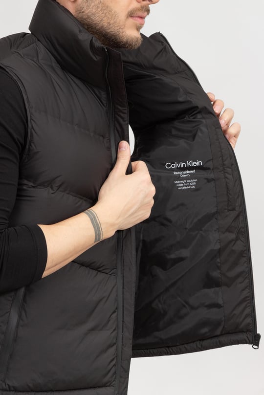 Calvin Klein Calvin Kleın Erkek Dikişsiz Kapitoneli Dik Yaka Jile Siyah Mont K10K110683-BEH