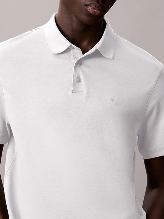 Calvin Klein Calvin Klein Erkek Düğme Kapama Polo Yaka Kısa Kol Pamuklu Beyaz Polo Yaka T-Shirt LV04LB276G-YAF