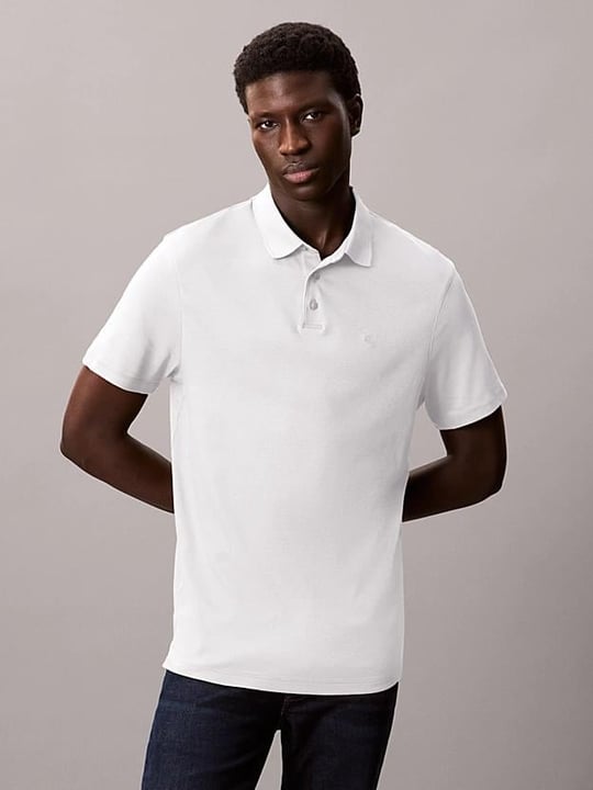 Calvin Klein Calvin Klein Erkek Düğme Kapama Polo Yaka Kısa Kol Pamuklu Beyaz Polo Yaka T-Shirt LV04LB276G-YAF