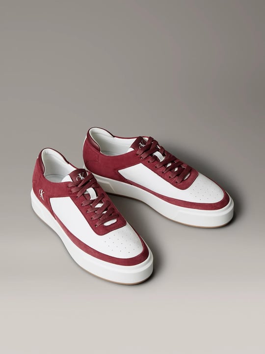 Calvin Klein Calvin Klein Erkek Düşük Bilekli Yüksek Taban Nefes Alabilen Üst Yüzeyli Deri Beyaz-Kırmızı Sneaker YM0YM01354-0K7