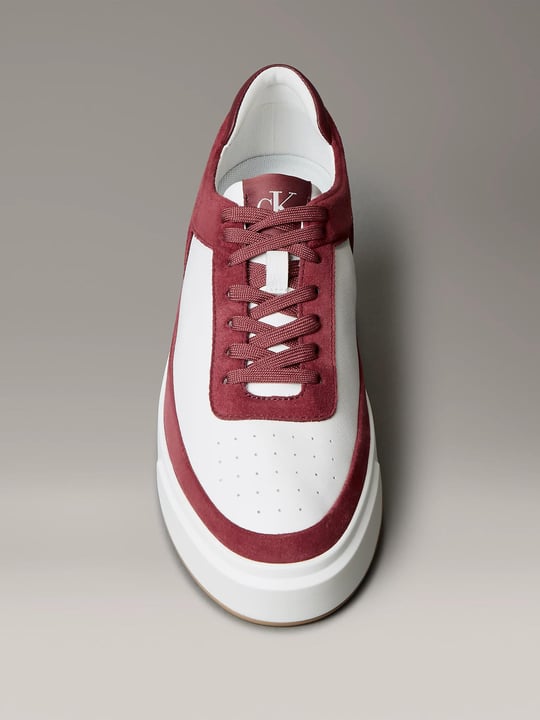 Calvin Klein Calvin Klein Erkek Düşük Bilekli Yüksek Taban Nefes Alabilen Üst Yüzeyli Deri Beyaz-Kırmızı Sneaker YM0YM01354-0K7