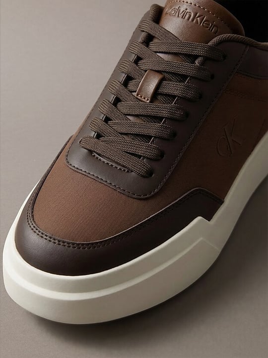 Calvin Klein Calvin Klein Erkek Düşük Bilekli CK Logo İmzalı Deri Kahverengi Sneaker HM0HM02326-0H2