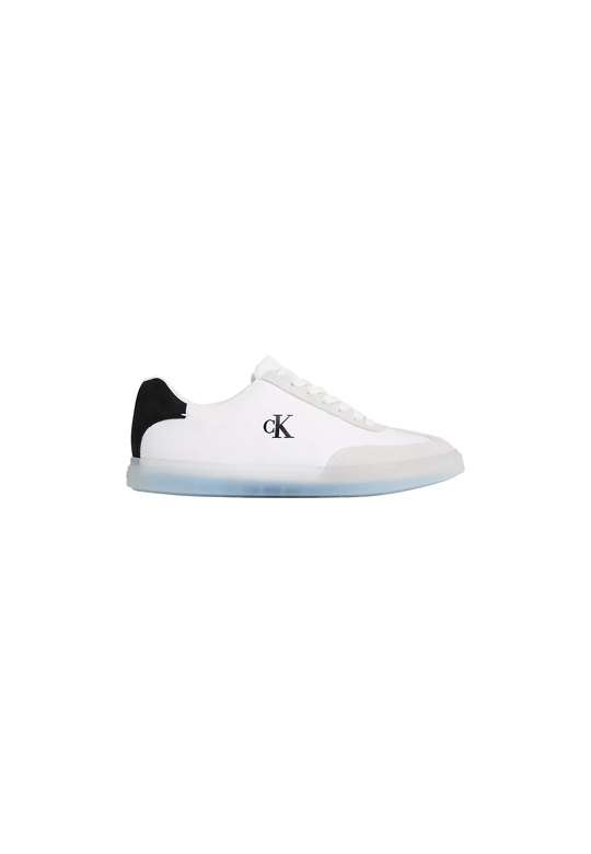 Calvin Klein Calvin Klein Erkek Düşük Bilekli CK Logo Detaylı Topuk Kısmında Süet Detaylı Beyaz Sneaker HM0HM02126-01W