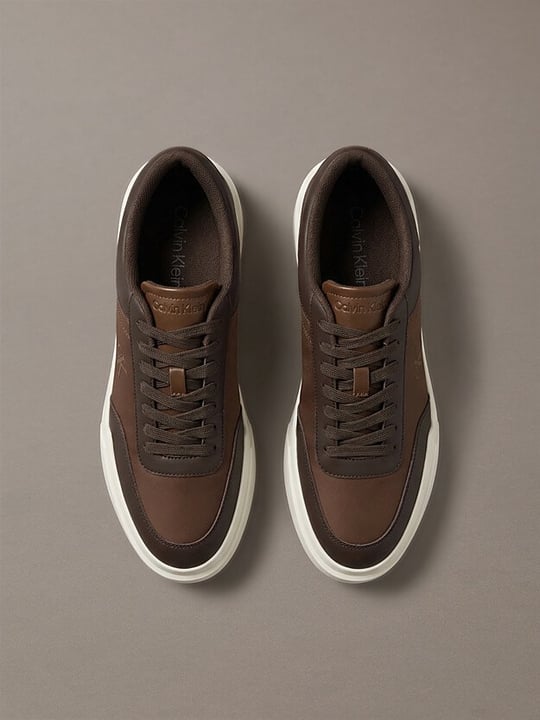 Calvin Klein Calvin Klein Erkek Düşük Bilekli CK Logo İmzalı Deri Kahverengi Sneaker HM0HM02326-0H2
