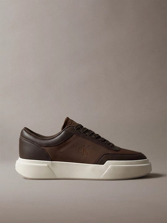 Calvin Klein Calvin Klein Erkek Düşük Bilekli CK Logo İmzalı Deri Kahverengi Sneaker HM0HM02326-0H2