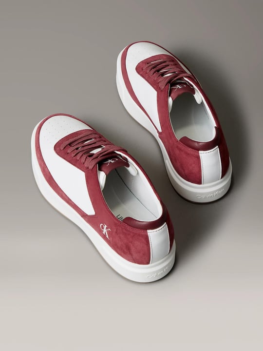 Calvin Klein Calvin Klein Erkek Düşük Bilekli Yüksek Taban Nefes Alabilen Üst Yüzeyli Deri Beyaz-Kırmızı Sneaker YM0YM01354-0K7