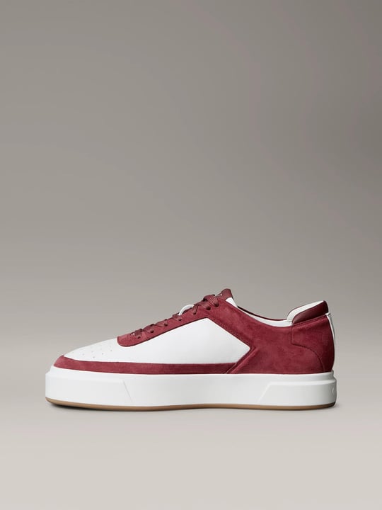Calvin Klein Calvin Klein Erkek Düşük Bilekli Yüksek Taban Nefes Alabilen Üst Yüzeyli Deri Beyaz-Kırmızı Sneaker YM0YM01354-0K7