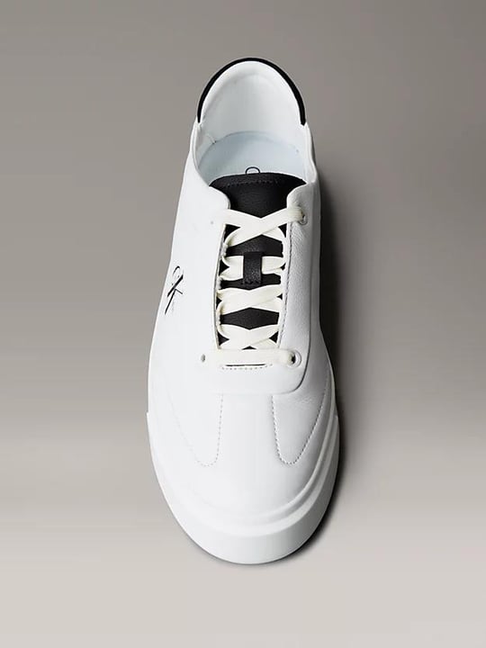 Calvin Klein Calvin Klein Erkek Düşük Bilekli Yüksek Taban Nefes Alabilen Üst Yüzeyli Deri Beyaz Sneaker YM0YM01354-0GM