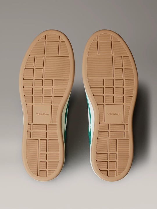 Calvin Klein Calvin Klein Erkek Düşük Bilekli Yüksek Taban Nefes Alabilen Üst Yüzeyli Deri Beyaz-Yeşil Sneaker YM0YM01354-0K5