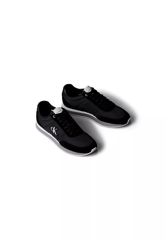 Calvin Klein Calvin Klein Erkek Düz Rahat Taban Bağlamalı CK Yazı Desenli Deri Siyah Sneaker YM0YM01361-01Q