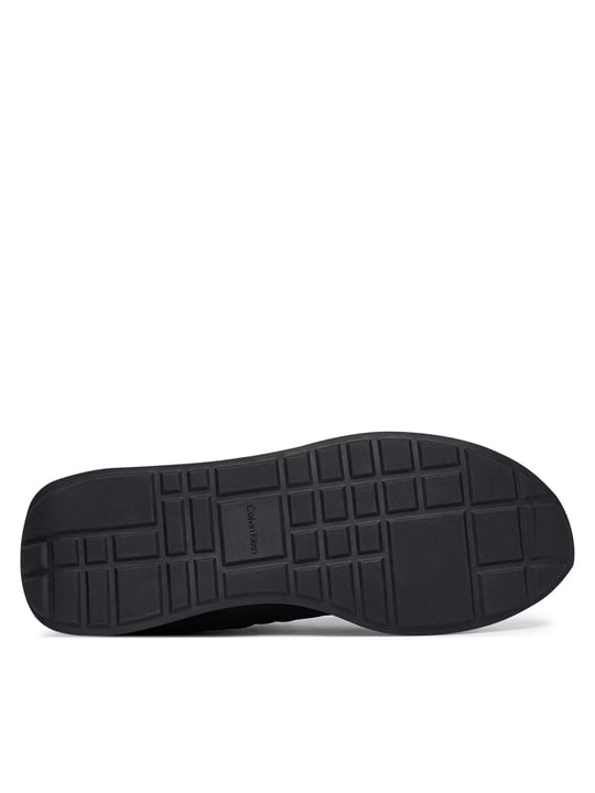 Calvin Klein Calvin Klein Erkek Düz Rahat Taban Bağlamalı CK Yazı Desenli Deri Siyah Sneaker YM0YM01361-0GM