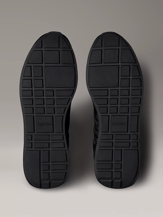 Calvin Klein Calvin Klein Erkek Düz Rahat Taban Bağlamalı CK Yazı Desenli Deri Siyah Sneaker YM0YM01414-BEH