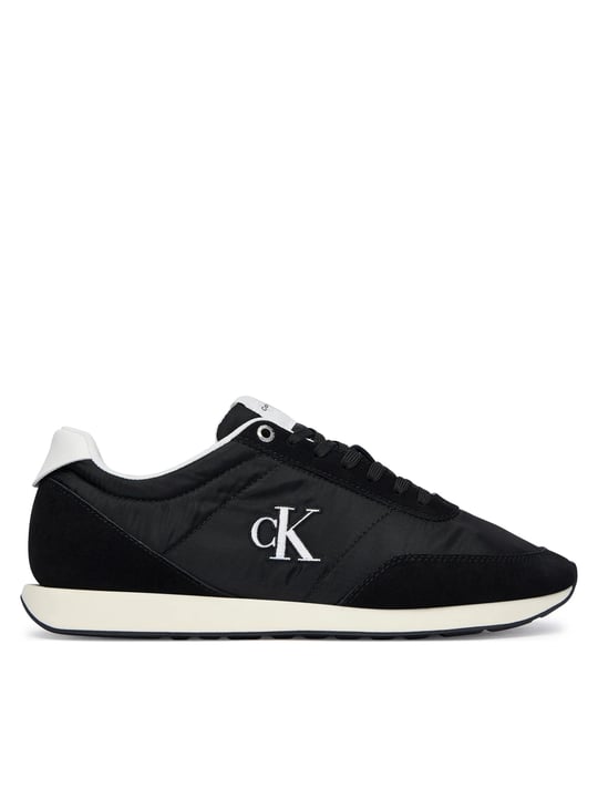 Calvin Klein Calvin Klein Erkek Düz Rahat Taban Bağlamalı CK Yazı Desenli Deri Siyah Sneaker YM0YM01361-0GM