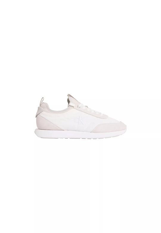 Calvin Klein Calvin Klein Erkek Düz Rahat Taban Bağlamalı CK Yazı Desenli Deri Beyaz Sneaker YM0YM01414-0LD