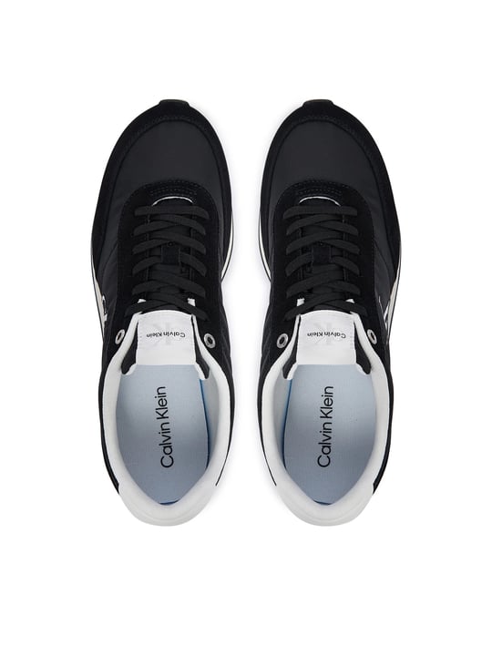Calvin Klein Calvin Klein Erkek Düz Rahat Taban Bağlamalı CK Yazı Desenli Deri Siyah Sneaker YM0YM01361-0GM