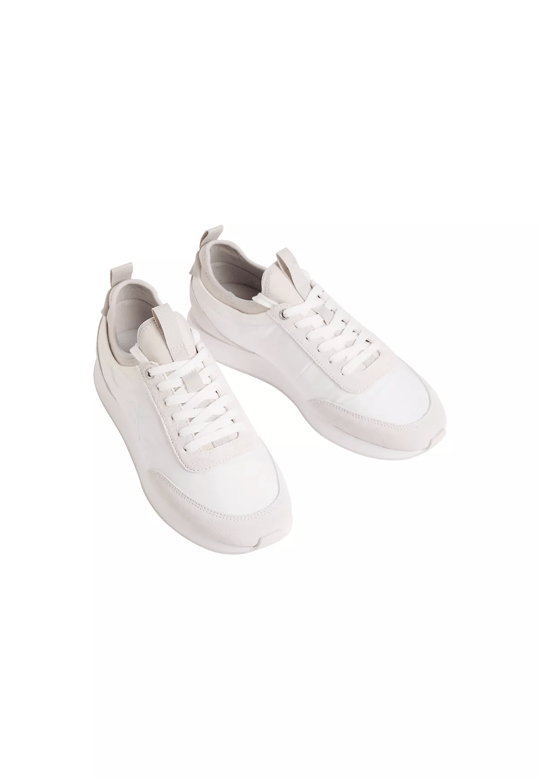 Calvin Klein Calvin Klein Erkek Düz Rahat Taban Bağlamalı CK Yazı Desenli Deri Beyaz Sneaker YM0YM01414-0LD