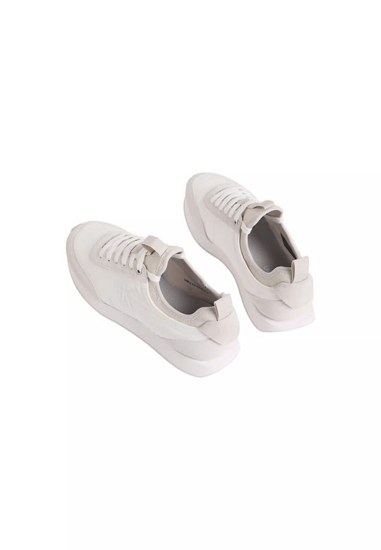 Calvin Klein Calvin Klein Erkek Düz Rahat Taban Bağlamalı CK Yazı Desenli Deri Beyaz Sneaker YM0YM01414-0LD