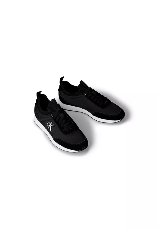 Calvin Klein Calvin Klein Erkek Düz Rahat Taban Bağlamalı CK Yazı Desenli Deri Siyah Sneaker YM0YM01414-BEH