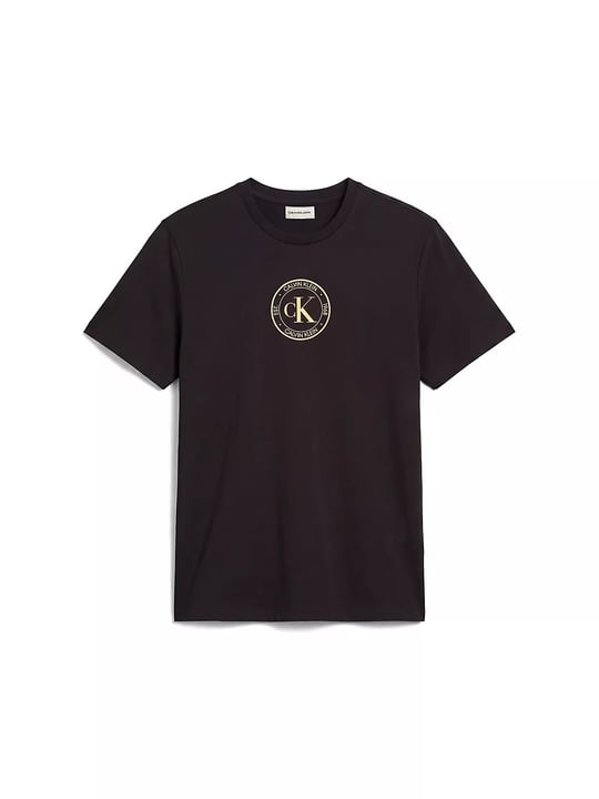 Calvin Klein Calvin Klein Erkek Göğüs Ortası Yuvarlak Logo Detay Kısa Kol Bisiklet Yaka Dokuma Kumaş Siyah T-Shirt LV04RH817G-UB1