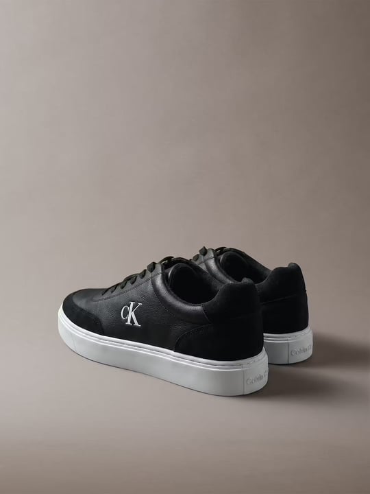Calvin Klein Calvin Klein Erkek Hakiki Deri Süet Detaylı Cupsole Tabanlı Bağcıklı Siyah Sneaker HM0HM02354-BEH