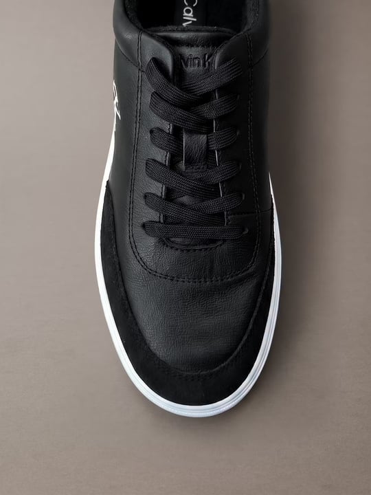 Calvin Klein Calvin Klein Erkek Hakiki Deri Süet Detaylı Cupsole Tabanlı Bağcıklı Siyah Sneaker HM0HM02354-BEH