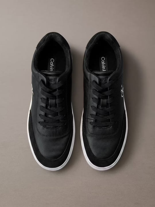 Calvin Klein Calvin Klein Erkek Hakiki Deri Süet Detaylı Cupsole Tabanlı Bağcıklı Siyah Sneaker HM0HM02354-BEH