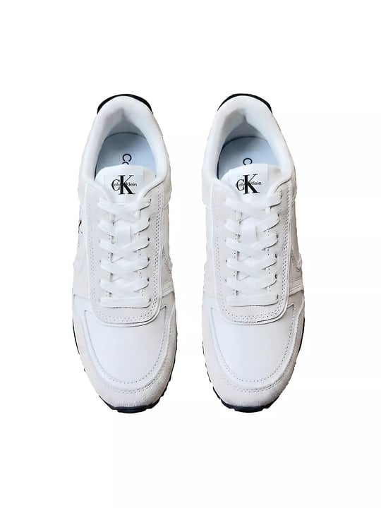 Calvin Klein Calvin Klein Erkek Hakiki Deri Süet Detaylı Logolu Beyaz Sneaker YM0YM01461-01W