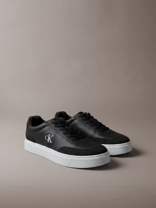 Calvin Klein Calvin Klein Erkek Hakiki Deri Süet Detaylı Cupsole Tabanlı Bağcıklı Siyah Sneaker HM0HM02354-BEH