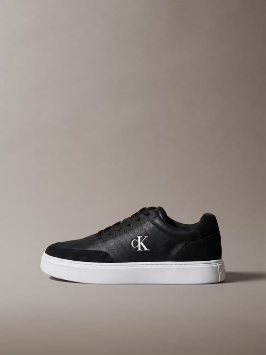 Calvin Klein Calvin Klein Erkek Hakiki Deri Süet Detaylı Cupsole Tabanlı Bağcıklı Siyah Sneaker HM0HM02354-BEH