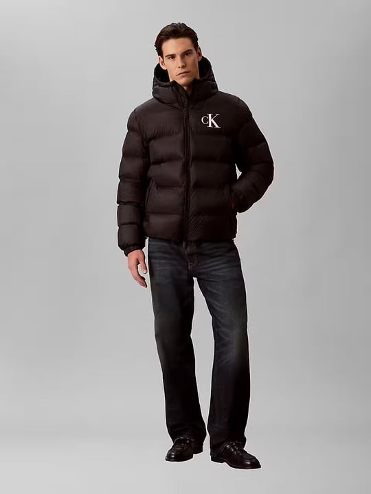 Calvin Klein Calvin Klein Erkek Kapitoneli Kapüşonlu Su Tutmayan ve Nefes Alabilen Kumaş Ördek Tüyü Dolgulu Siyah Mont LV04RG513G-UB1