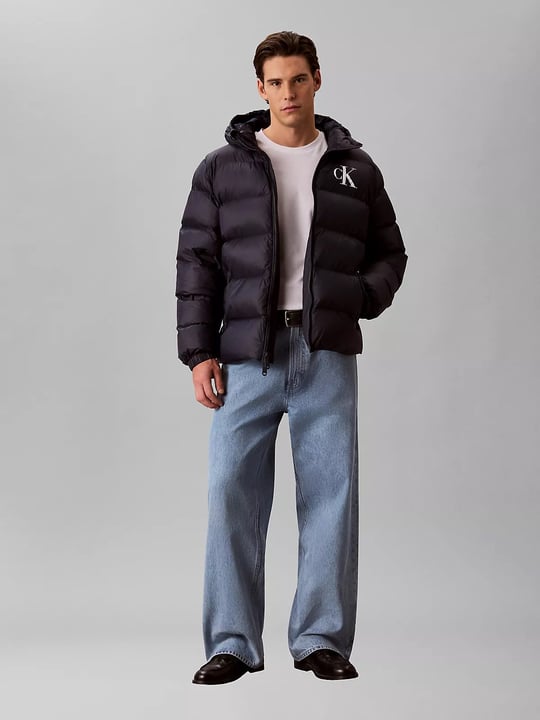 Calvin Klein Calvin Klein Erkek Kapitoneli Kapüşonlu Su Tutmayan ve Nefes Alabilen Kumaş Ördek Tüyü Dolgulu Lacivert Mont LV04RG513G-CEF