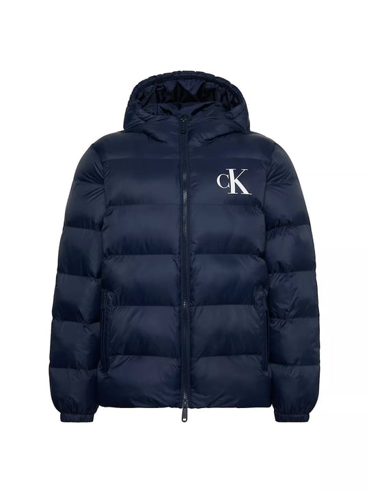 Calvin Klein Calvin Klein Erkek Kapitoneli Kapüşonlu Su Tutmayan ve Nefes Alabilen Kumaş Ördek Tüyü Dolgulu Lacivert Mont LV04RG513G-CEF