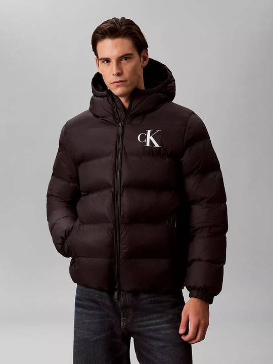 Calvin Klein Calvin Klein Erkek Kapitoneli Kapüşonlu Su Tutmayan ve Nefes Alabilen Kumaş Ördek Tüyü Dolgulu Siyah Mont LV04RG513G-UB1