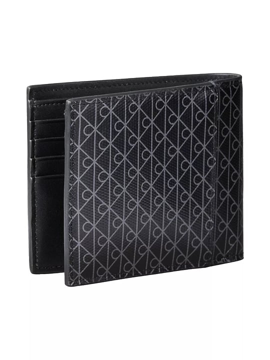 Calvin Klein Calvin Klein Erkek Logo Desenli Bozuk Para Bölmeli Çok Kartlıklı Katlanır Siyah Cüzdan LV04D1085G-UB1