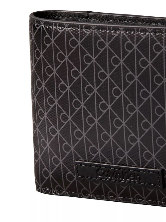 Calvin Klein Calvin Klein Erkek Logo Desenli Bozuk Para Bölmeli Çok Kartlıklı Katlanır Siyah Cüzdan LV04D1085G-UB1
