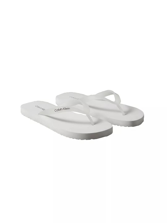 Calvin Klein Calvin Klein Erkek Logo İmzalı Rahat Düz Tabanlı Parmak Arası Beyaz Terlik HM0HM02105-YBR