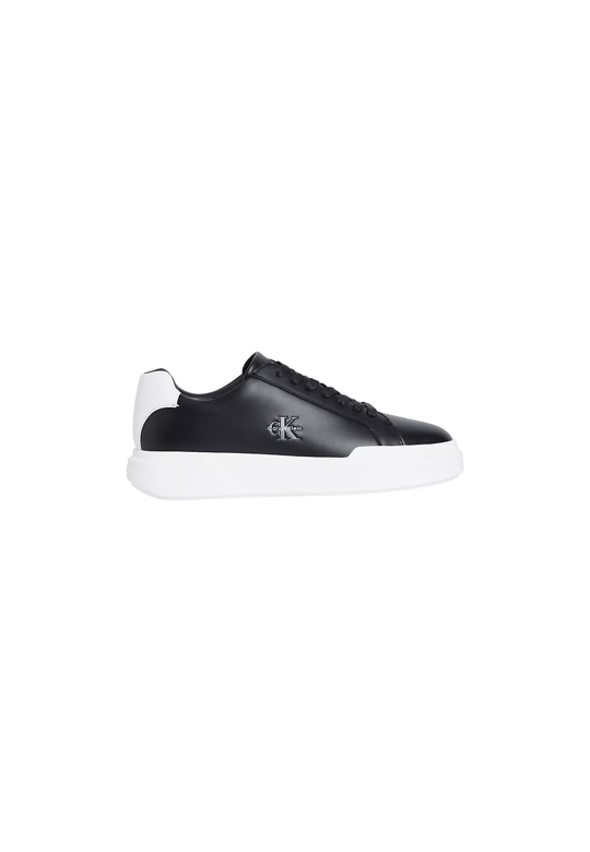 Calvin Klein Calvin Klein Erkek Logo Kabartmalı Düşük Bilekli %100 Deri Siyah Sneaker YM0YM01344-06W